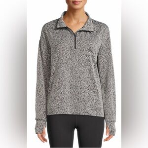 Avia Women's Black and Gray Jersey Top, quarter zip. XXL